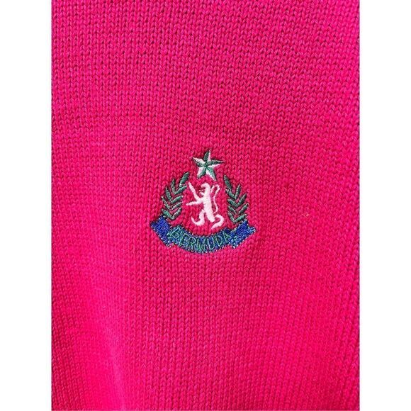 Vintage Trimmingham’s Bermuda Fuchsia Crew Neck Crest Sweater sz XL - Picture 2 of 4